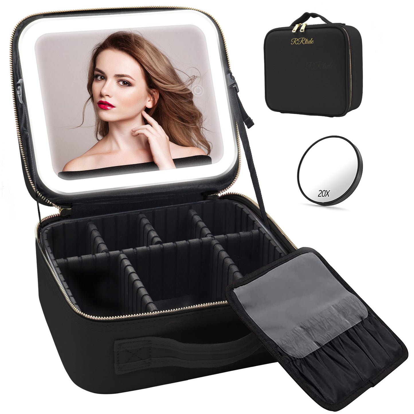 Makeup Large Capacity Cosmetic Case With LED Mirror