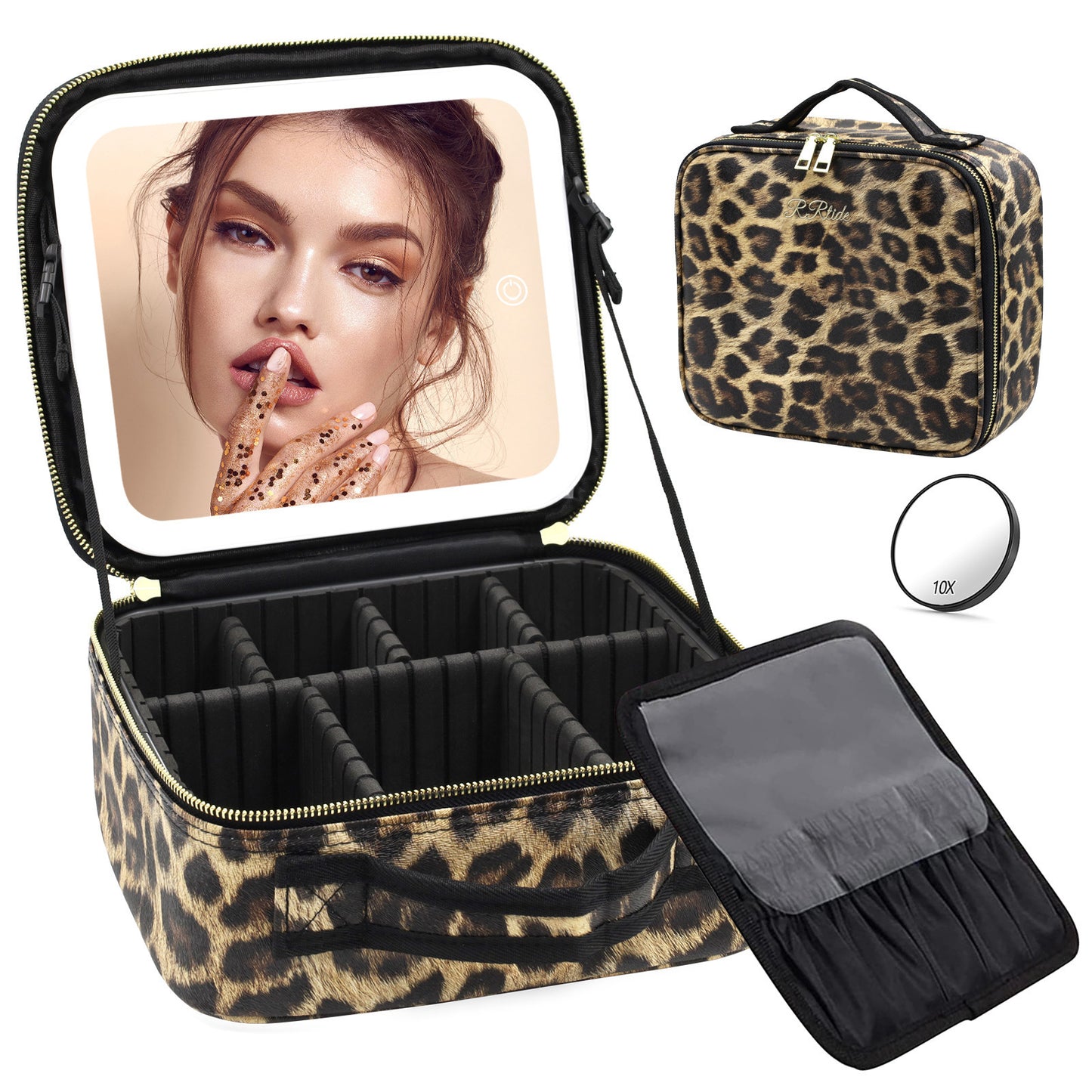 Makeup Large Capacity Cosmetic Case With LED Mirror