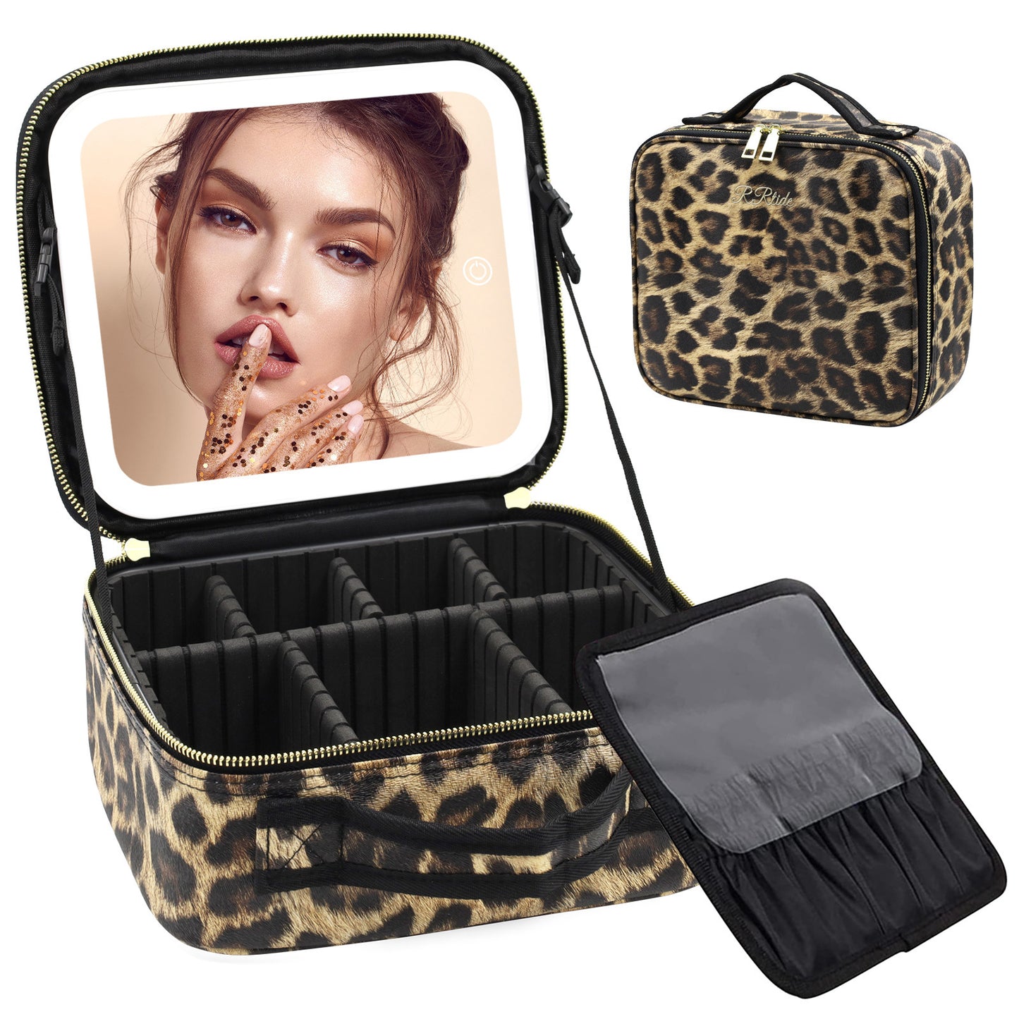 Makeup Large Capacity Cosmetic Case With LED Mirror