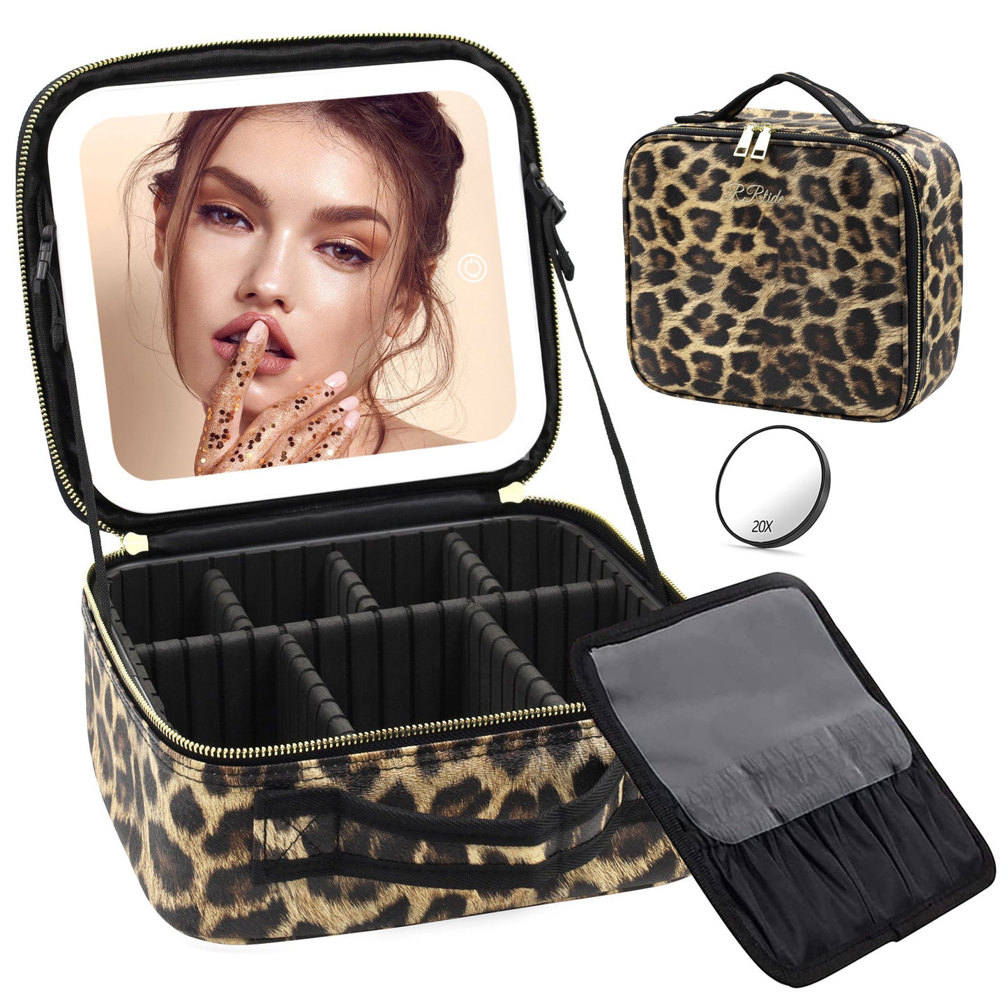 Makeup Large Capacity Cosmetic Case With LED Mirror