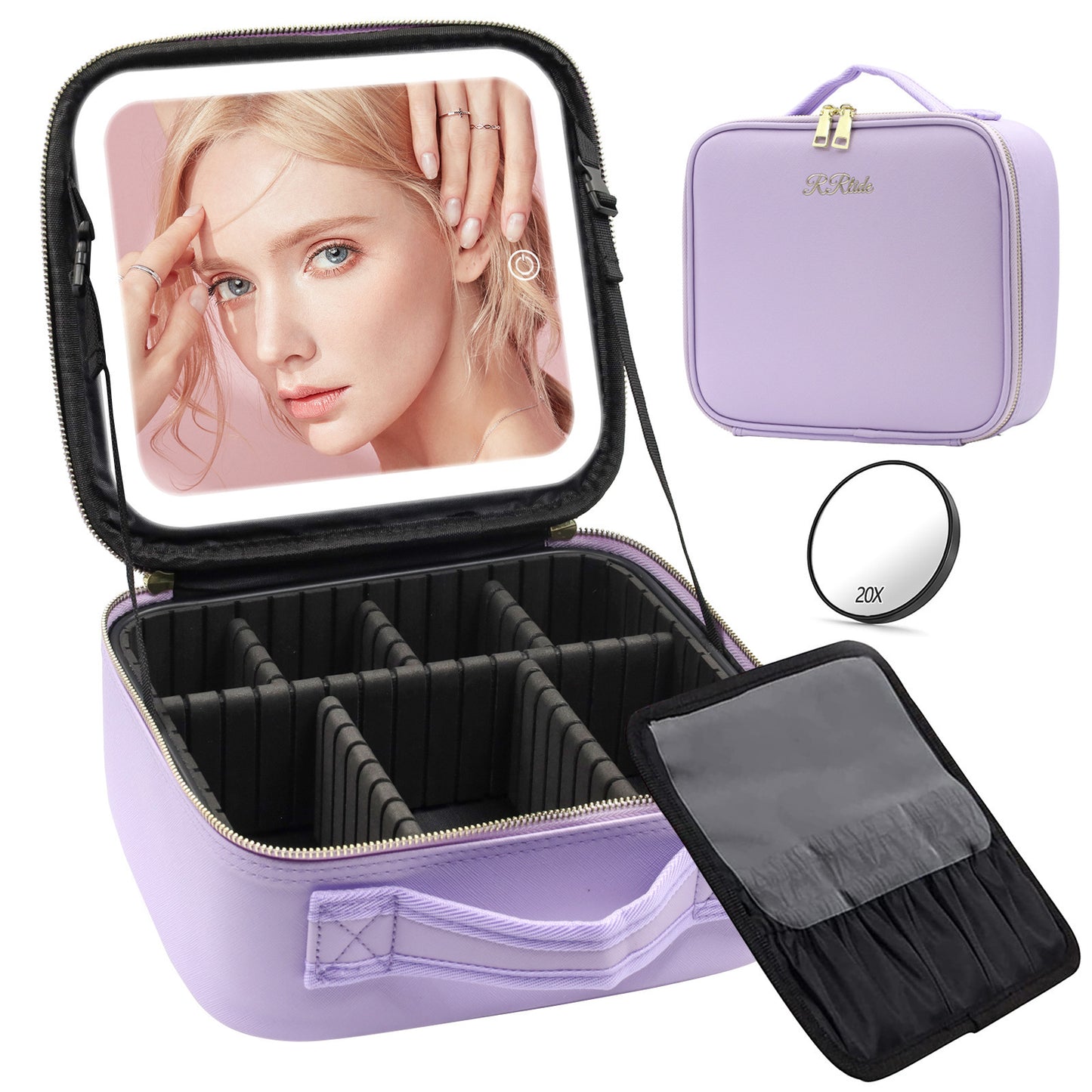 Makeup Large Capacity Cosmetic Case With LED Mirror