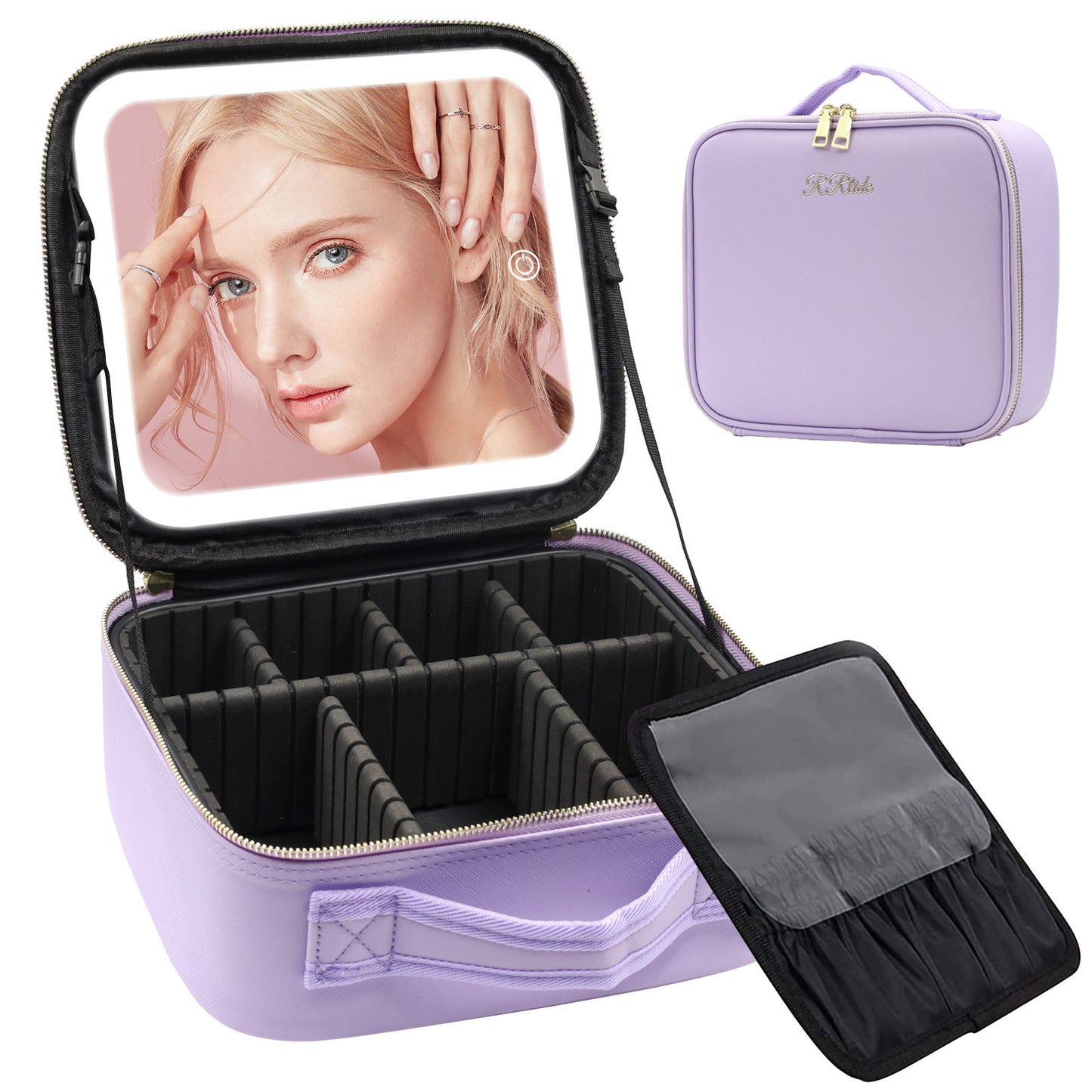 Makeup Large Capacity Cosmetic Case With LED Mirror