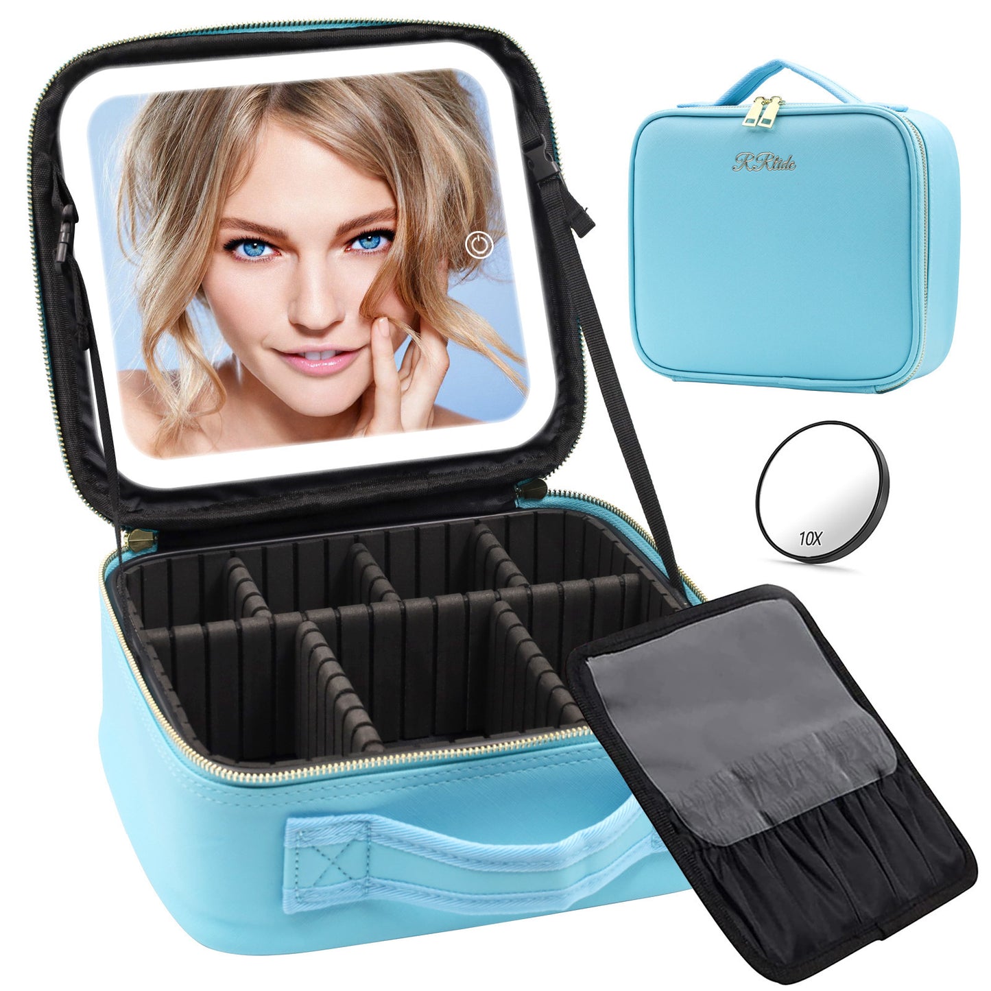 Makeup Large Capacity Cosmetic Case With LED Mirror
