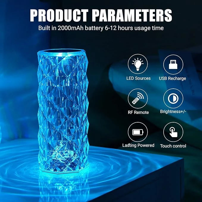 Touch Crystal Lamp – 16 RGB Color Changing LED Table Lamp