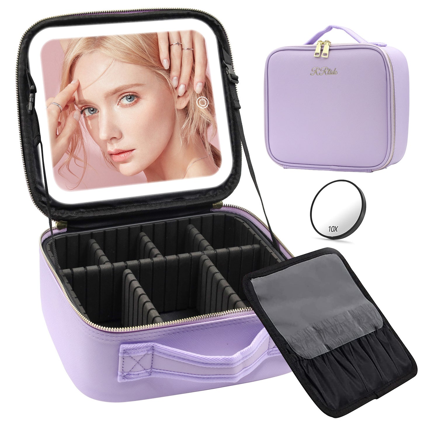 Makeup Large Capacity Cosmetic Case With LED Mirror