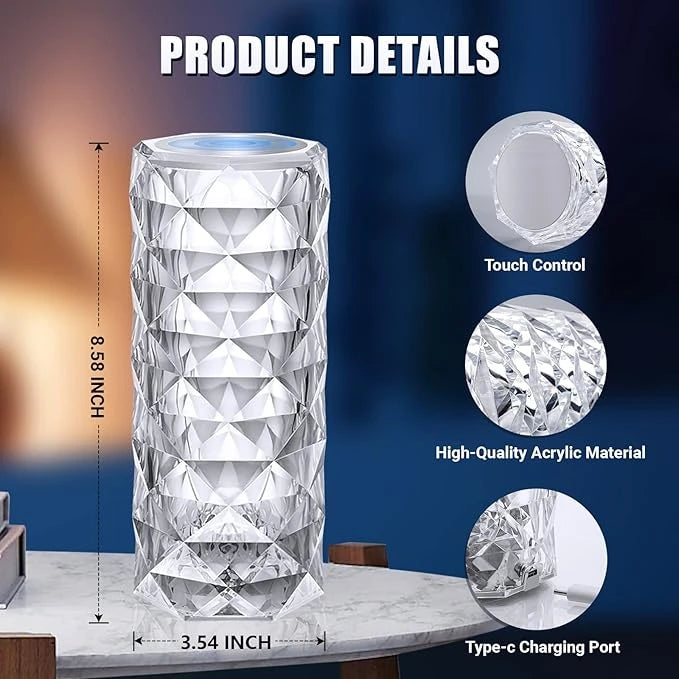 Touch Crystal Lamp – 16 RGB Color Changing LED Table Lamp