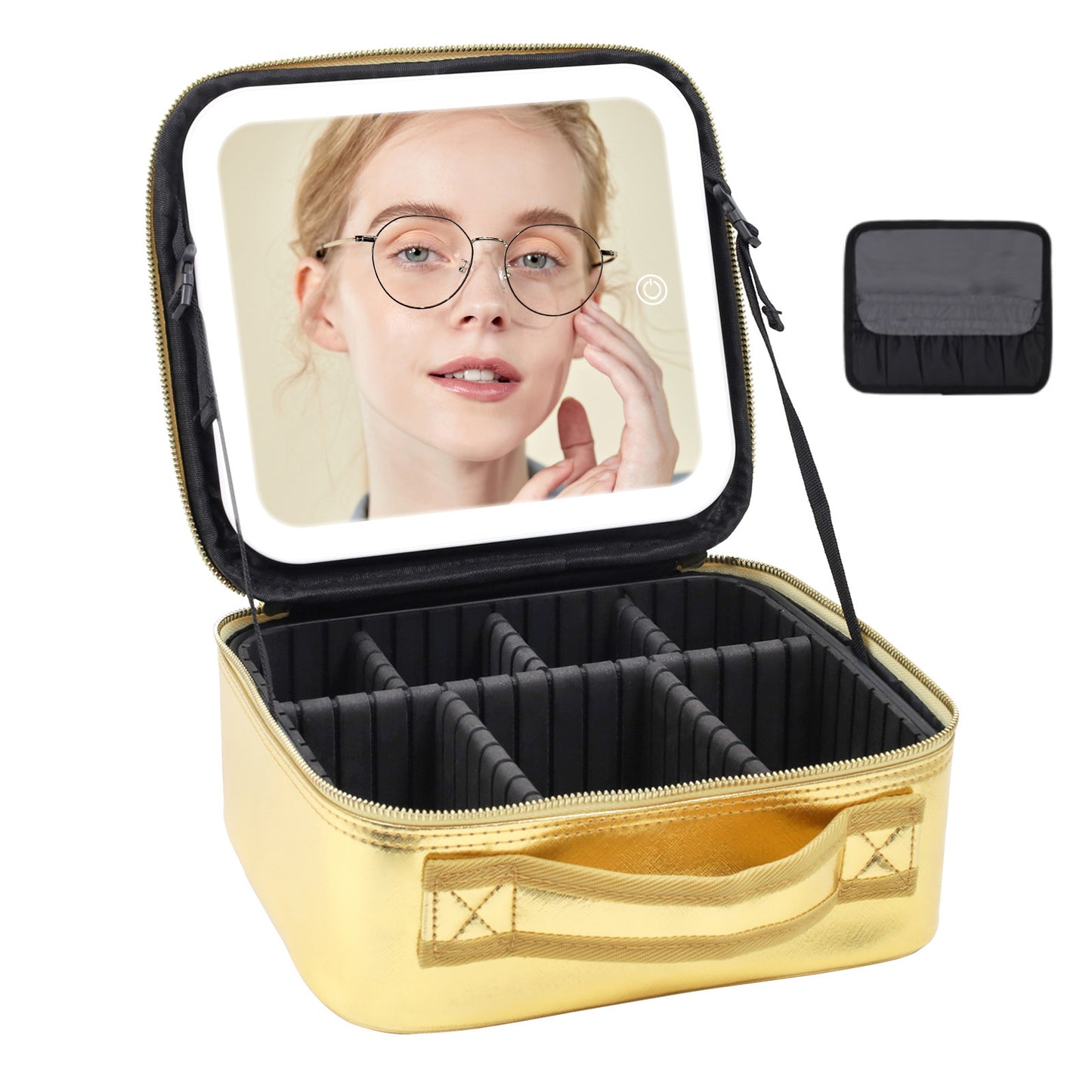 Makeup Large Capacity Cosmetic Case With LED Mirror