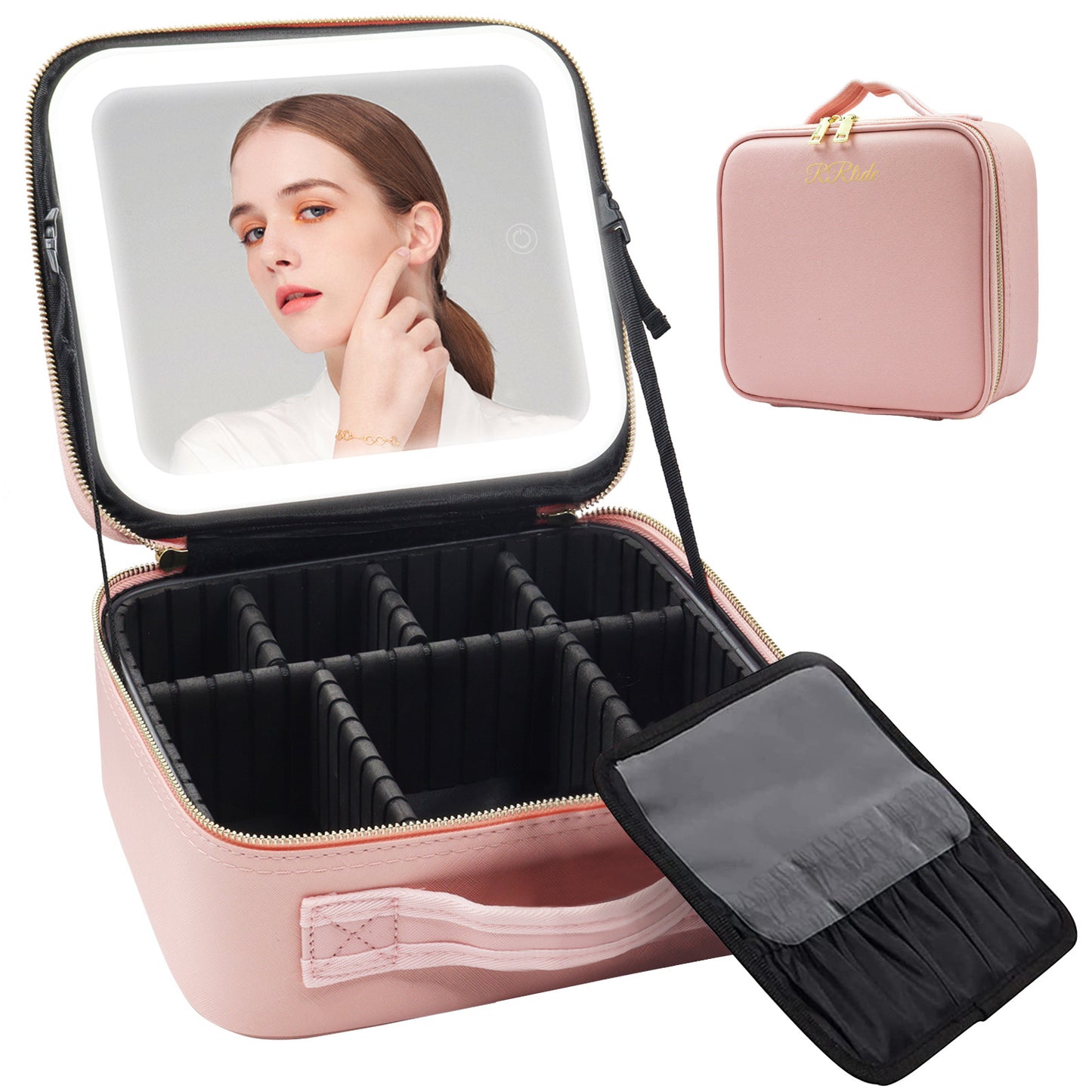 Makeup Large Capacity Cosmetic Case With LED Mirror
