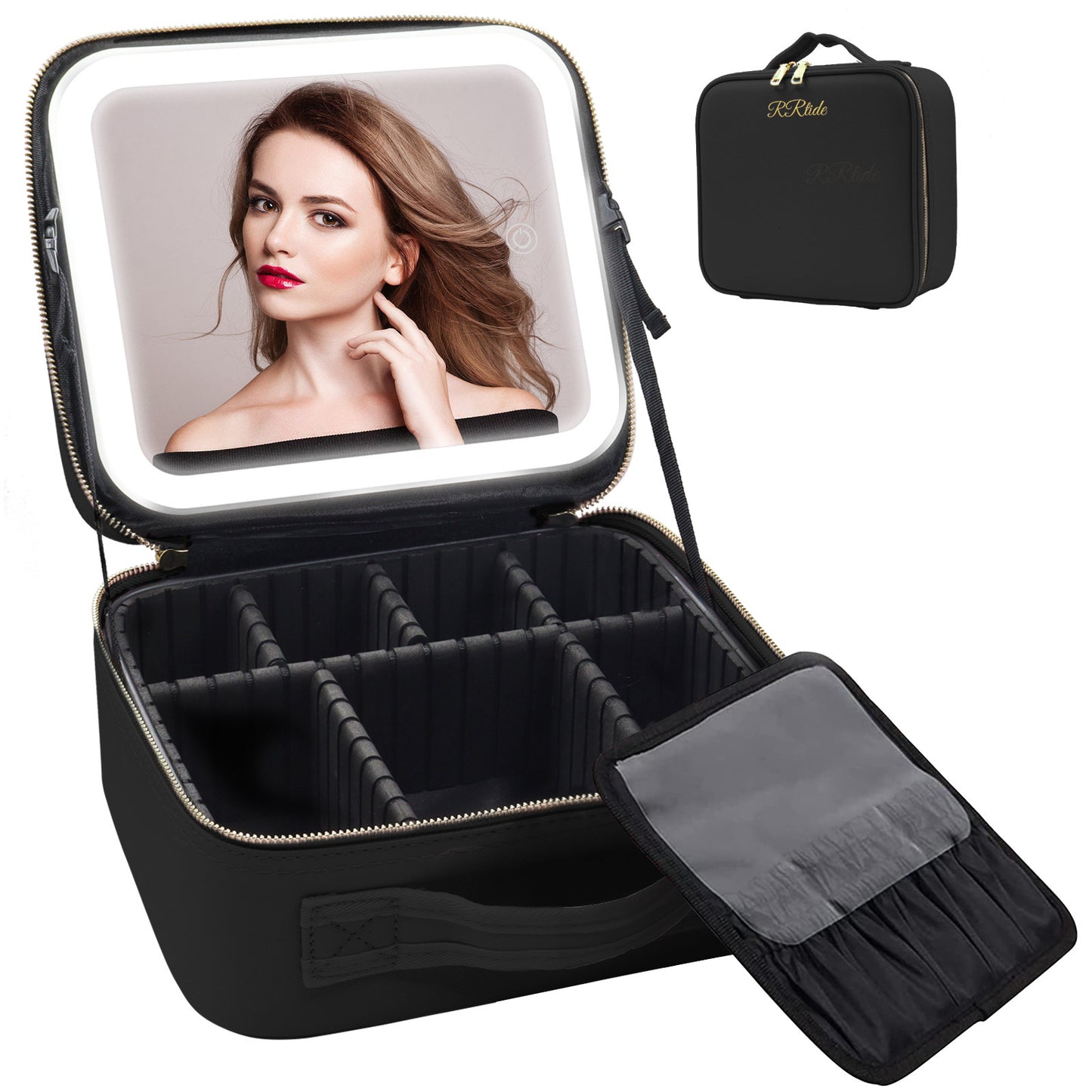 Makeup Large Capacity Cosmetic Case With LED Mirror
