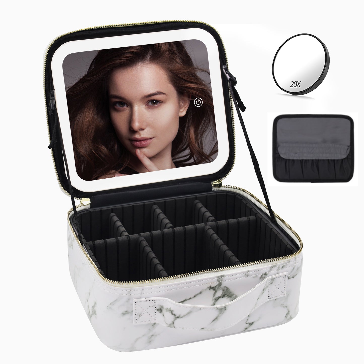 Makeup Large Capacity Cosmetic Case With LED Mirror