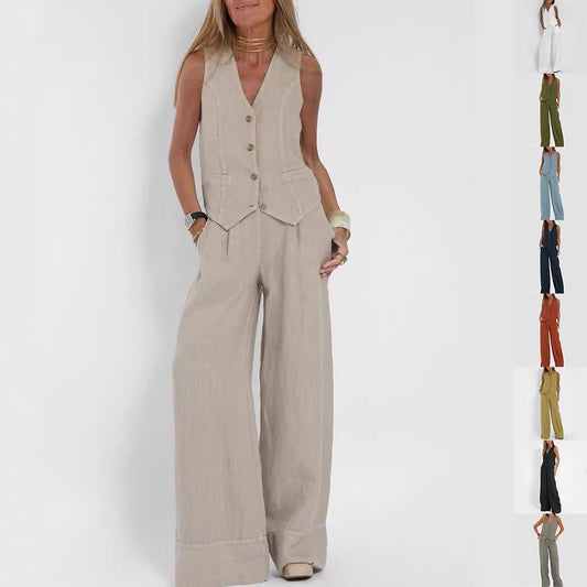 Summer Vest Suits V-neck Sleeveless